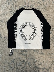 Chrome Hearts Horseshoe Logo Raglan 3/4 Sleeve T-Shirt Men’s S Black/White