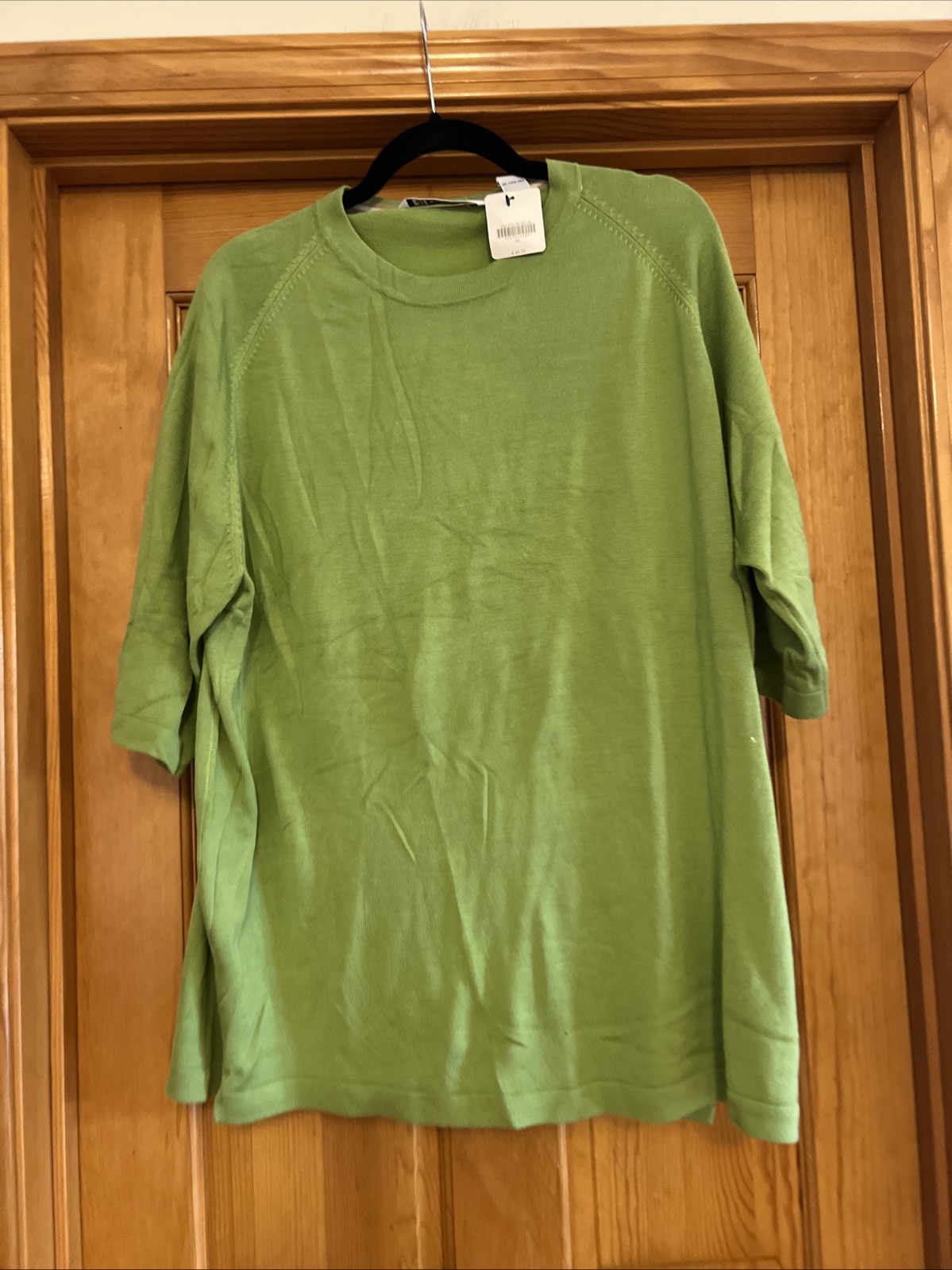 Bachrach Silk Blend Shirt Mens 2XL Green Lightweight Stretch Casual Crewneck gallery