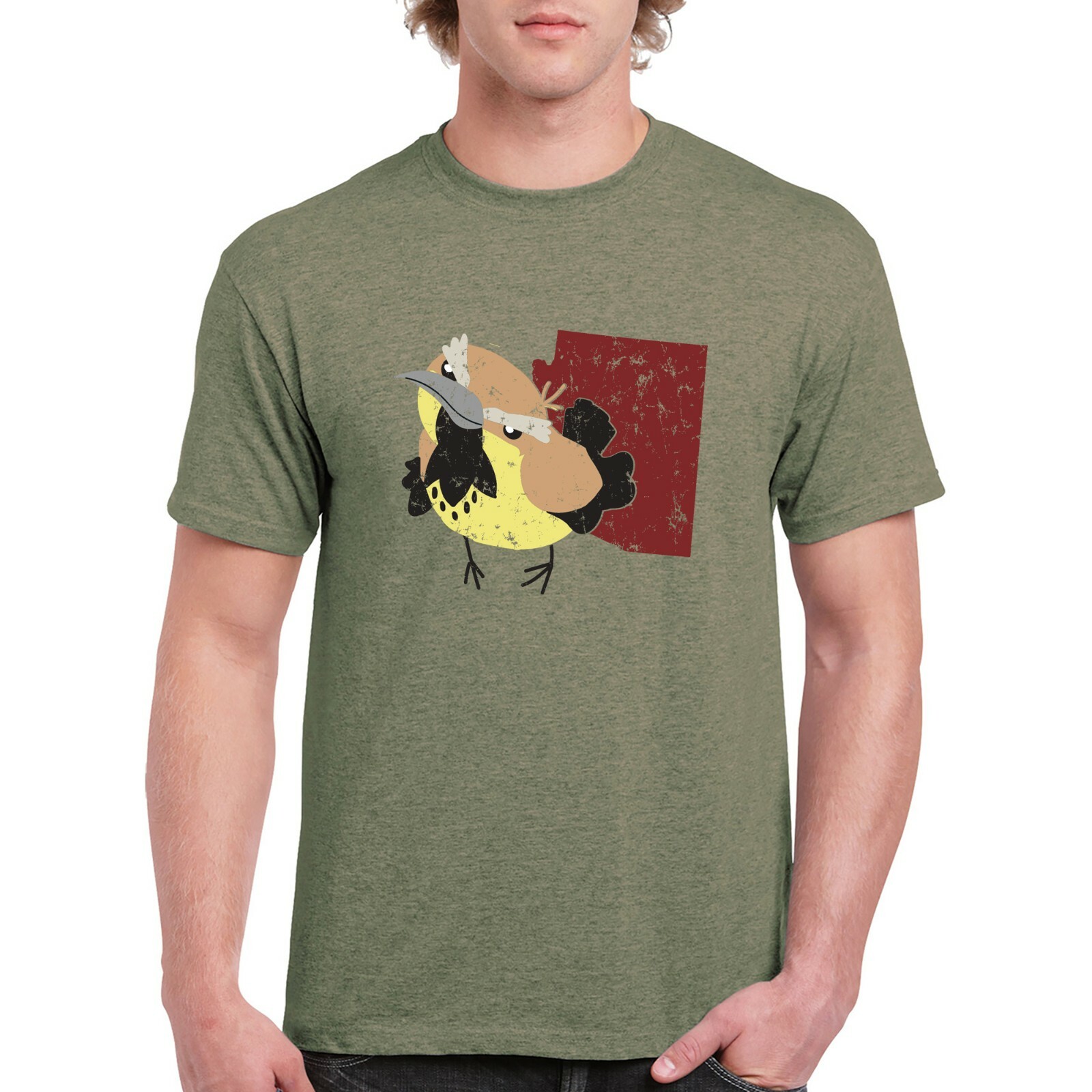 Arizona State Bird - State Pride T Shirt - Heather Military Green gallery