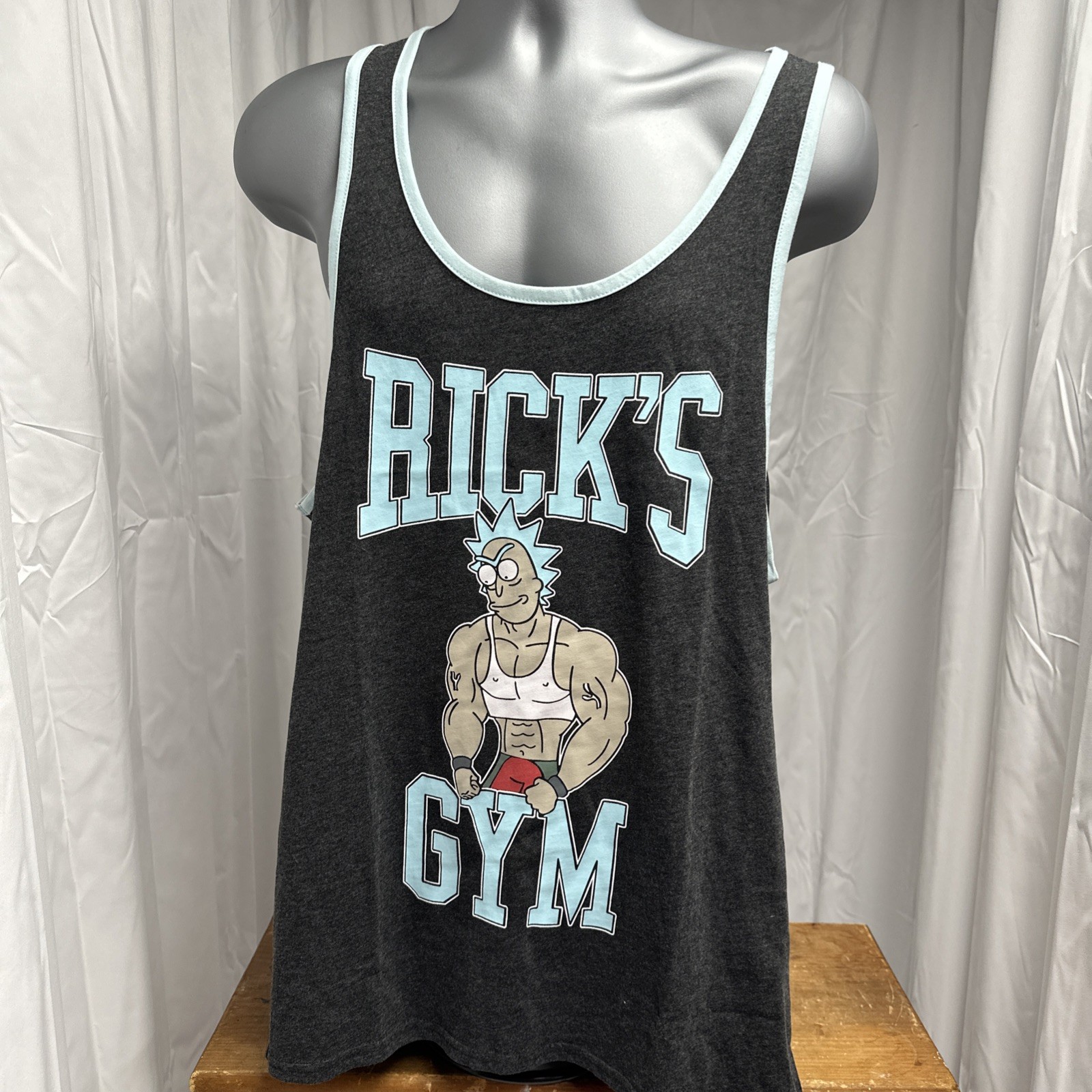 Rick’s Gym Tank Top Mens Large Muscle Tank Sleeveless Gray