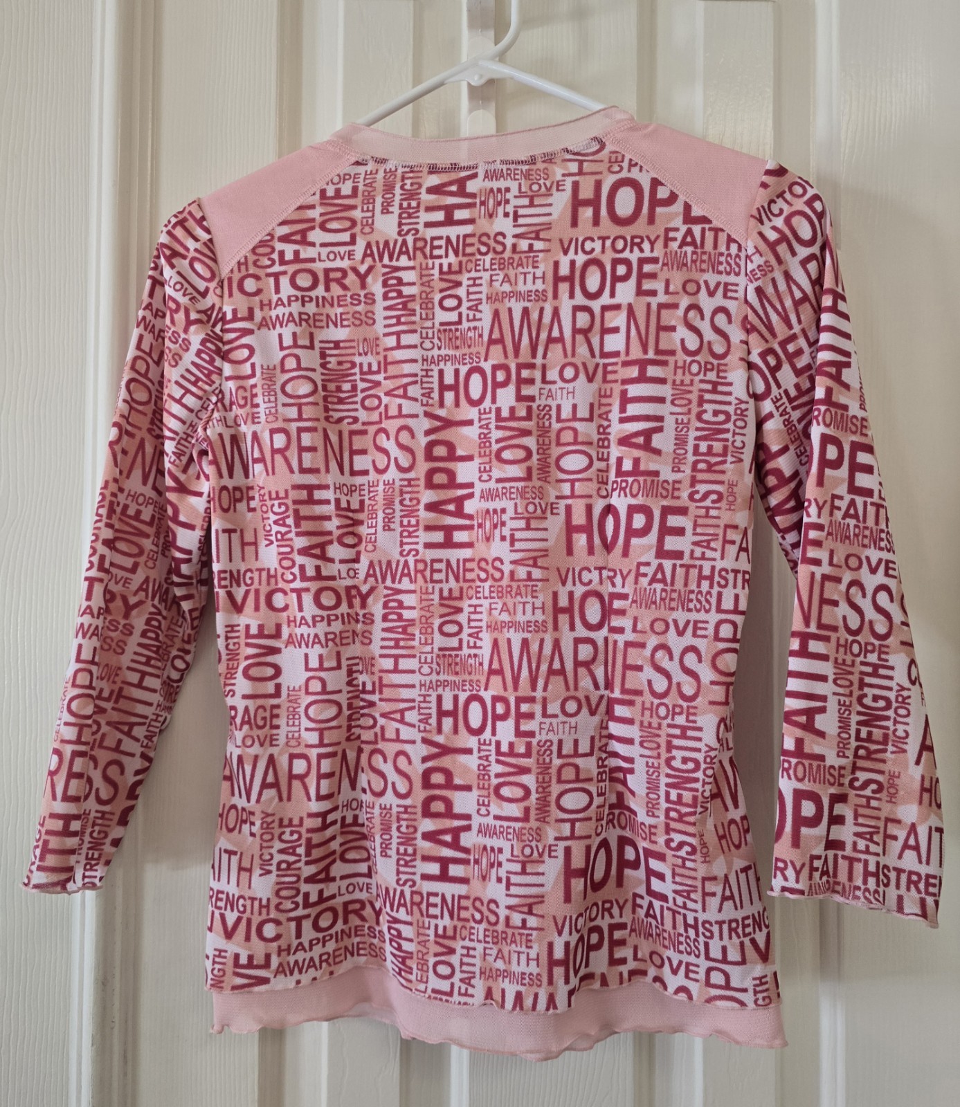 Breast Cancer Awareness 3/4 Sleeve, Scoop Neck Top. Pink. Ships Free. gallery
