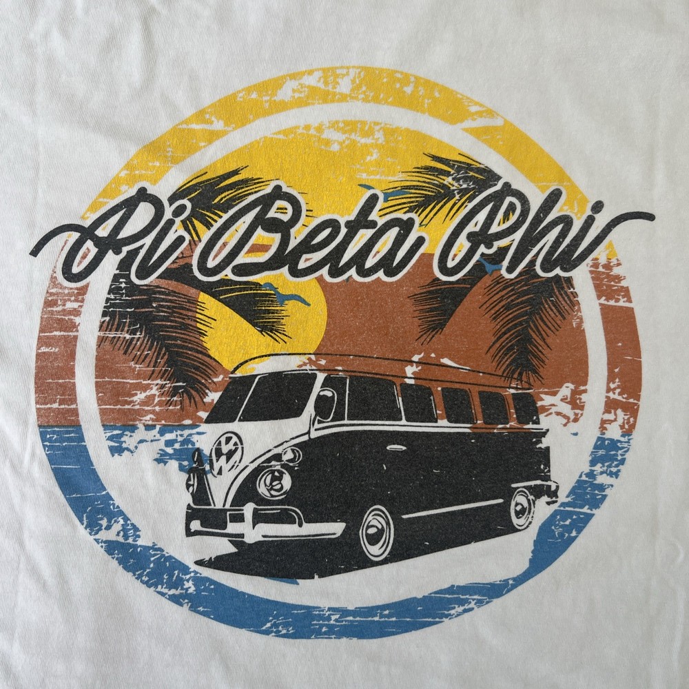 Official Pi Beta Phi Sorority Fall Formal VW Van Beach Sunset Shirt Medium Vtg.