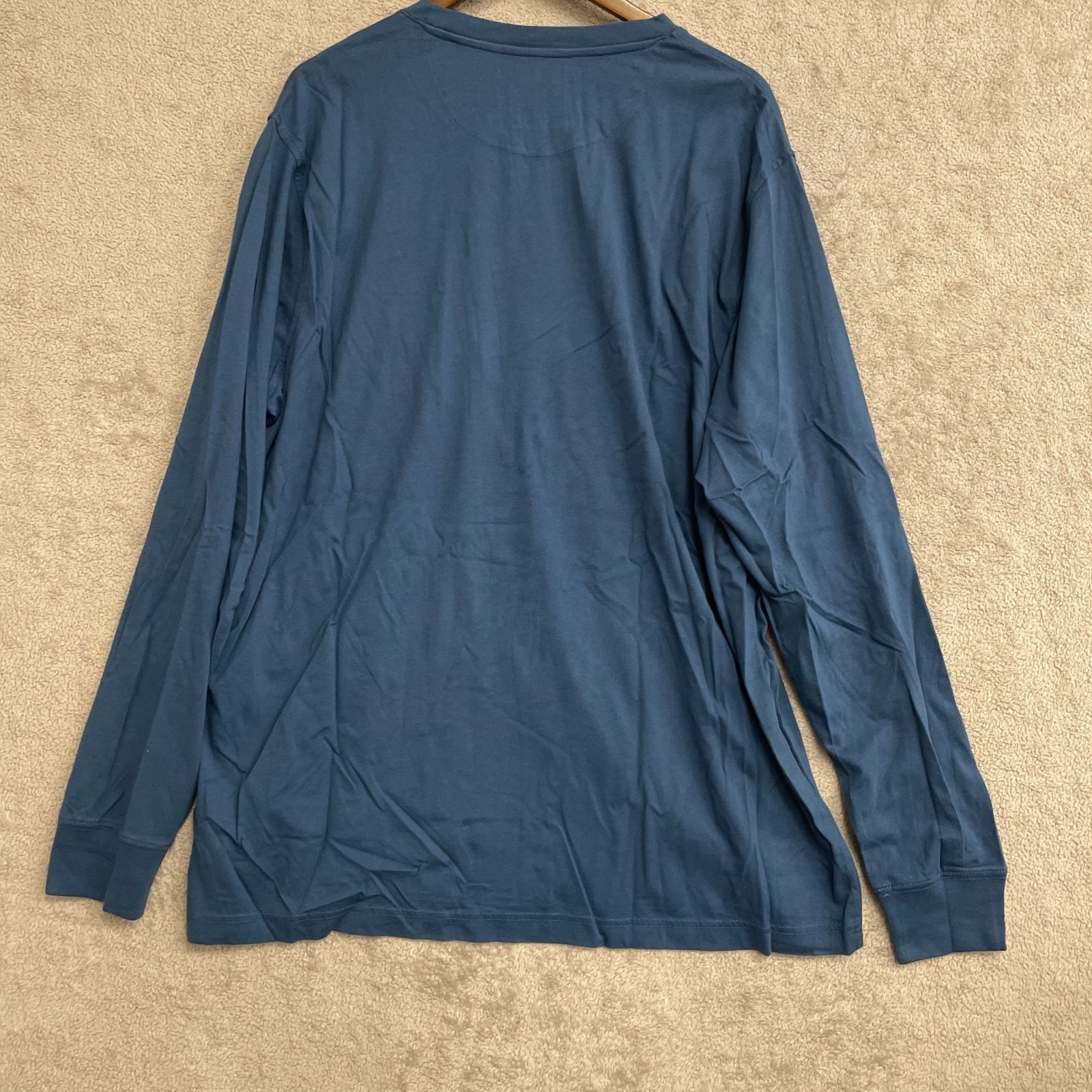 NWOT Lands' End Men's XL Long-Sleeve Shirt Bird Pocket Print Blue Cotton gallery