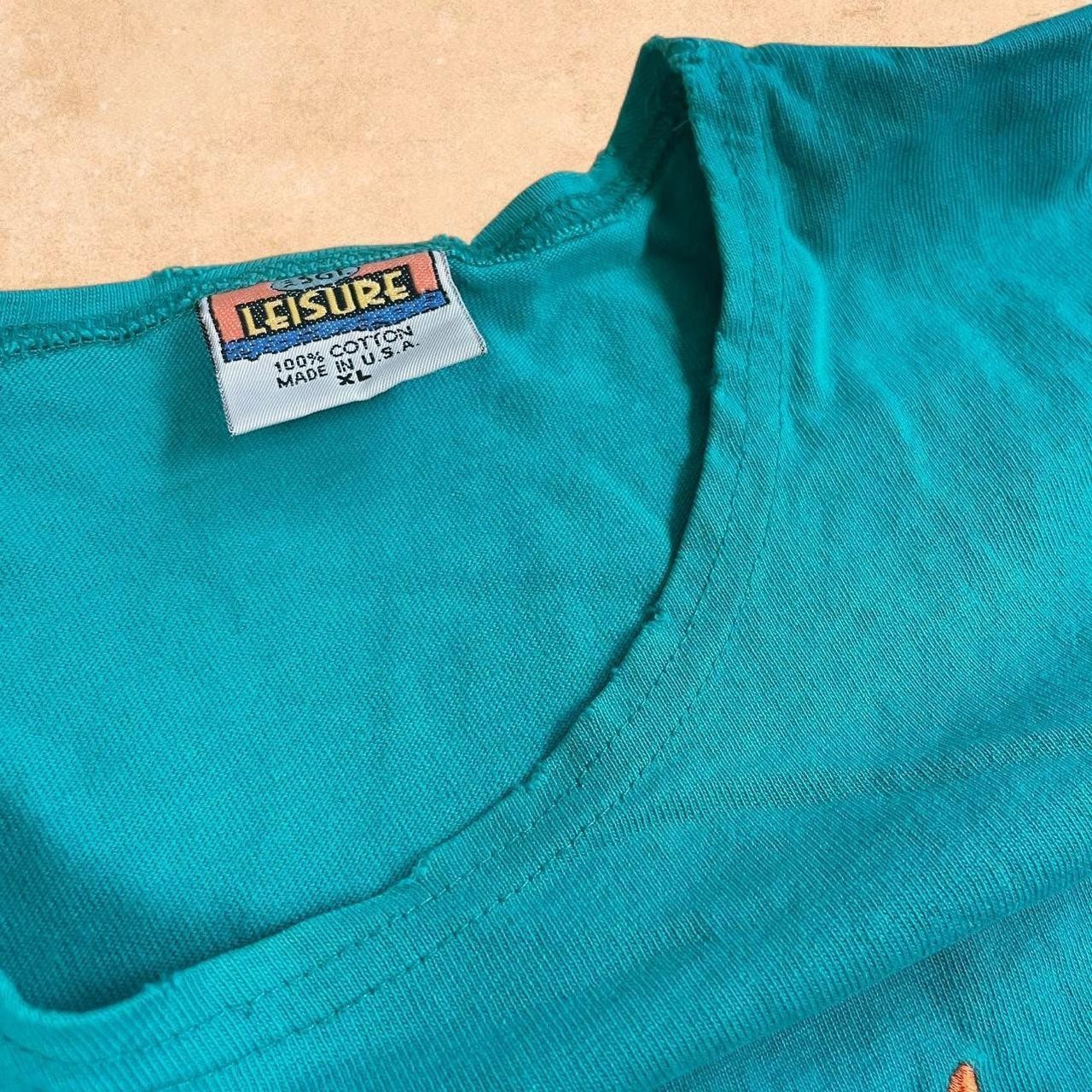 Vintage 90s Hawaii Embroidered T-Shirt Teal Fish Graphic Beach Made in USA XL gallery