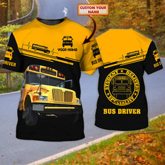 Bus driver- Personalized Name 3D shirt, School Bus Driver Shirt, Gift For Bus Dr
