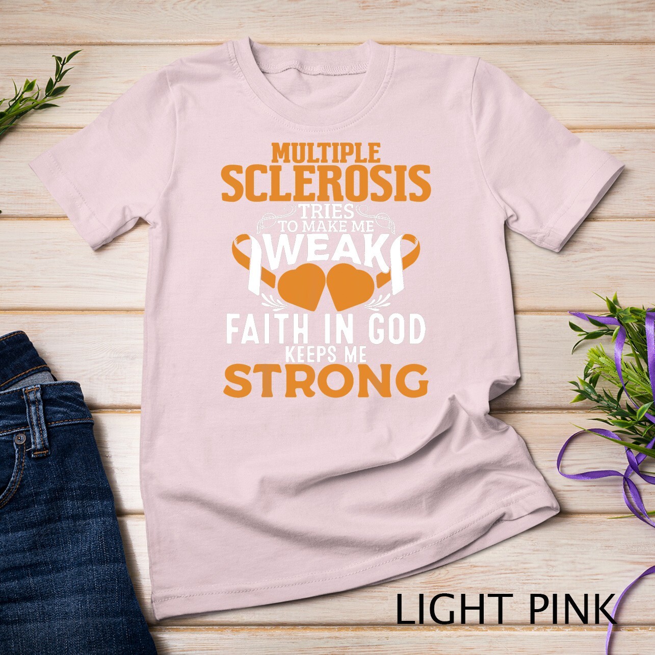 Multiple Sclerosis Awareness Orange Ribbon Women Kid Unisex T-shirt gallery