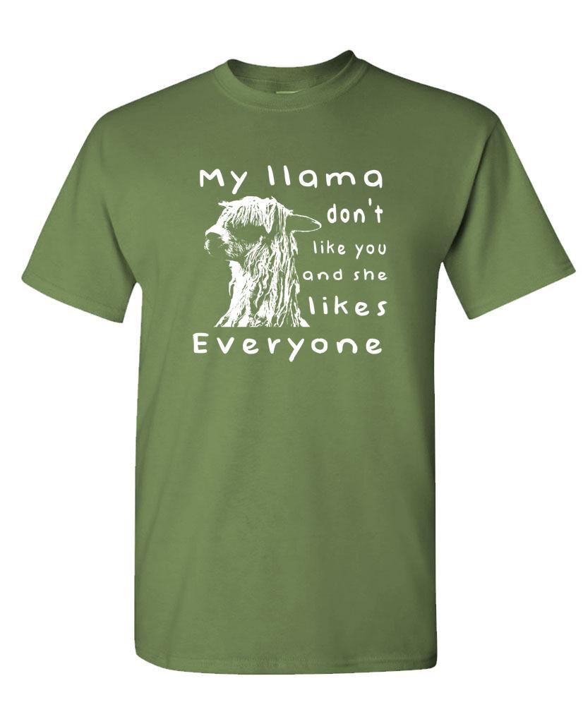 MY LLAMA DOESN'T LIKE YOU - Unisex Cotton T-Shirt Tee Shirt gallery