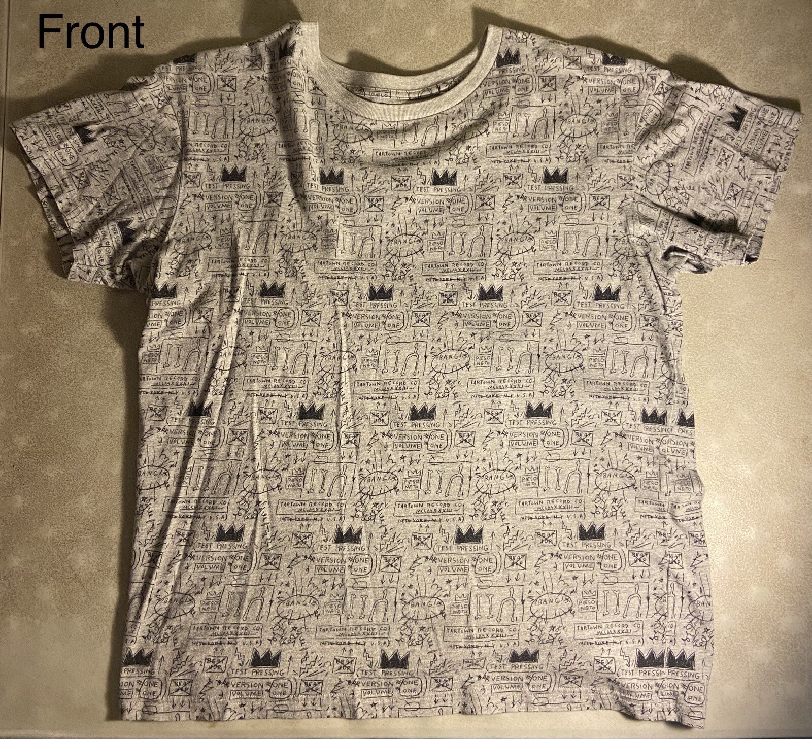 SPRZ NY Small t-shirt Jean-Michel Basquiat Graffiti Art All Over Print Shirt