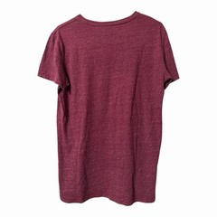 American Eagle Outfitters Burgundy Heathered Crew Neck Embroidered Logo Tee