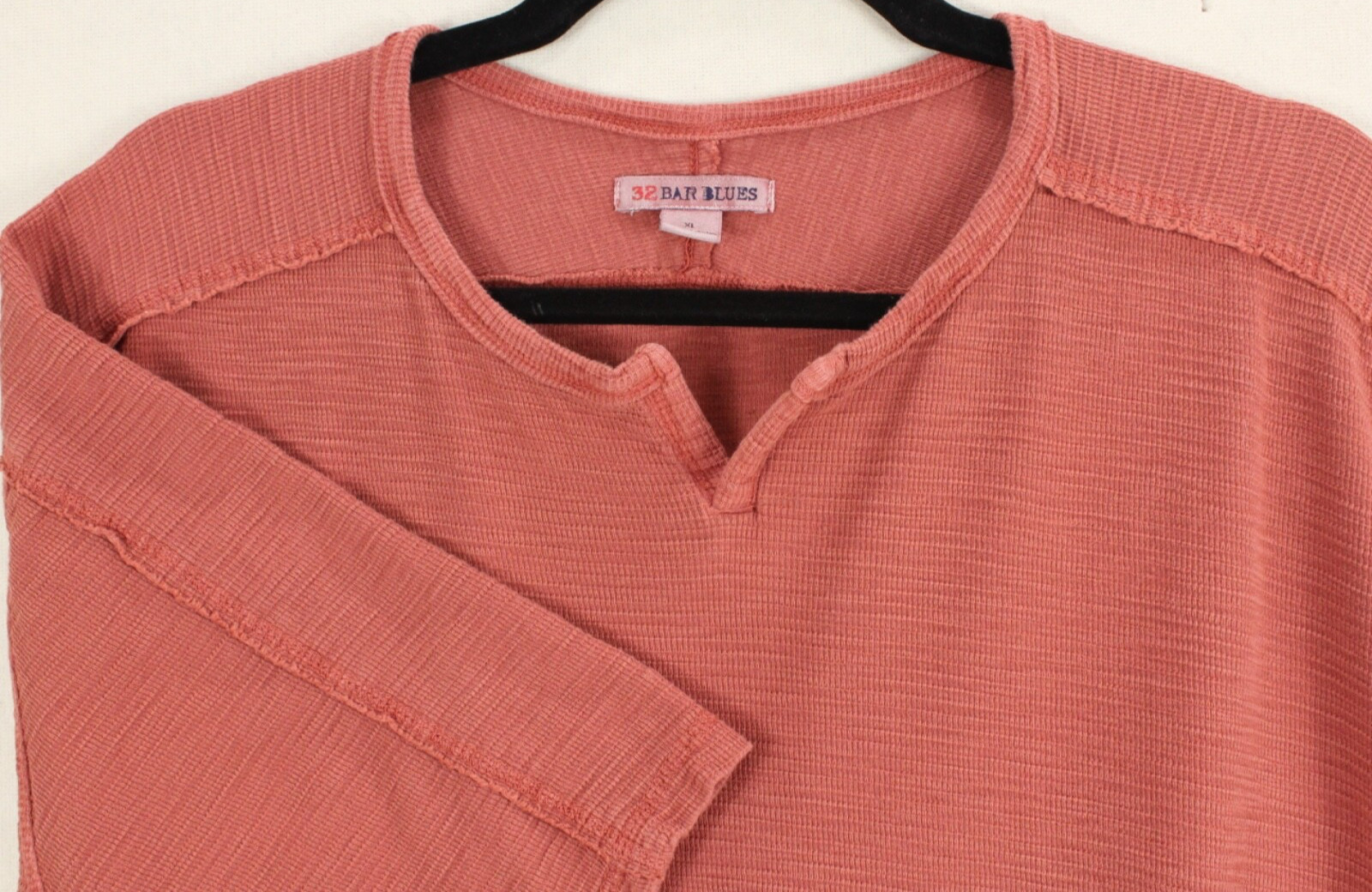 32 Bar Blues Thermal Mens Top XL waffle weave Short Sleeve Burnt Orange gallery