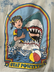 Romwe x Steven Rhodes Oversized Graphic Tie Dye Tee XXL Stay Positive Jaws Shark
