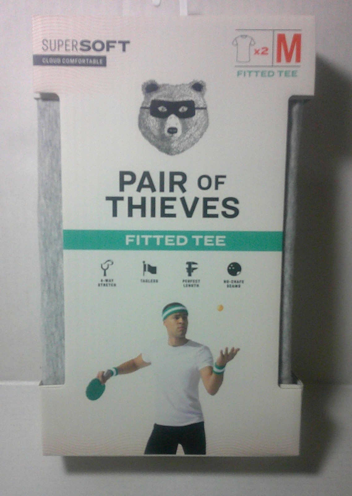 Pair of Thieves Men’s M FITTED CREW NECK 2ct 1 Gray 1 White Undershirts T Shirt