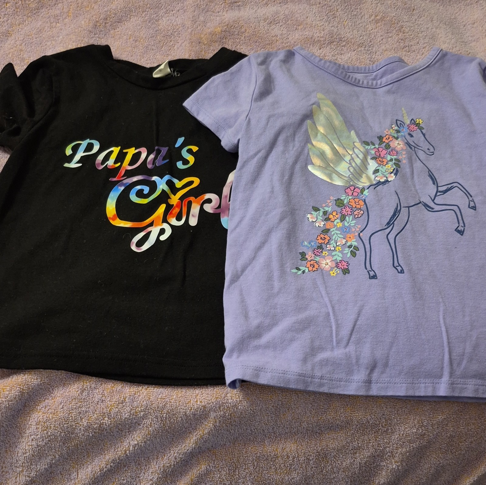 Wonder Nation SHEIN Girls Unicorn T-Shirt Lot Black Purple 5Y 6-6X