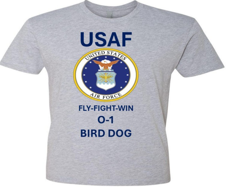 O-1 BIRD DOG * AIRCRAFT* SHIRT W/EMBLEM*USAF OFFICIALLY LICENSED