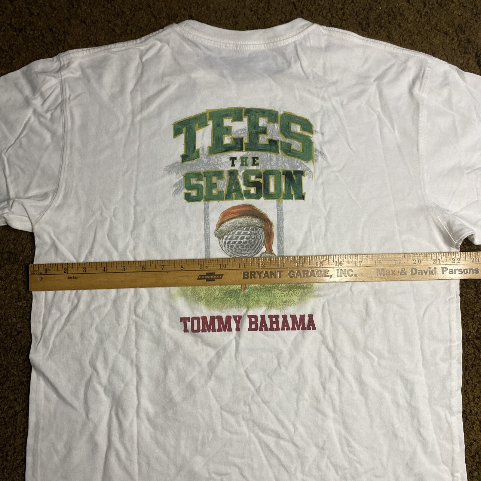 TOMMY BAHAMA T-Shirt Tees The Season Golf Santa Palm Trees Men's XL White EUC gallery