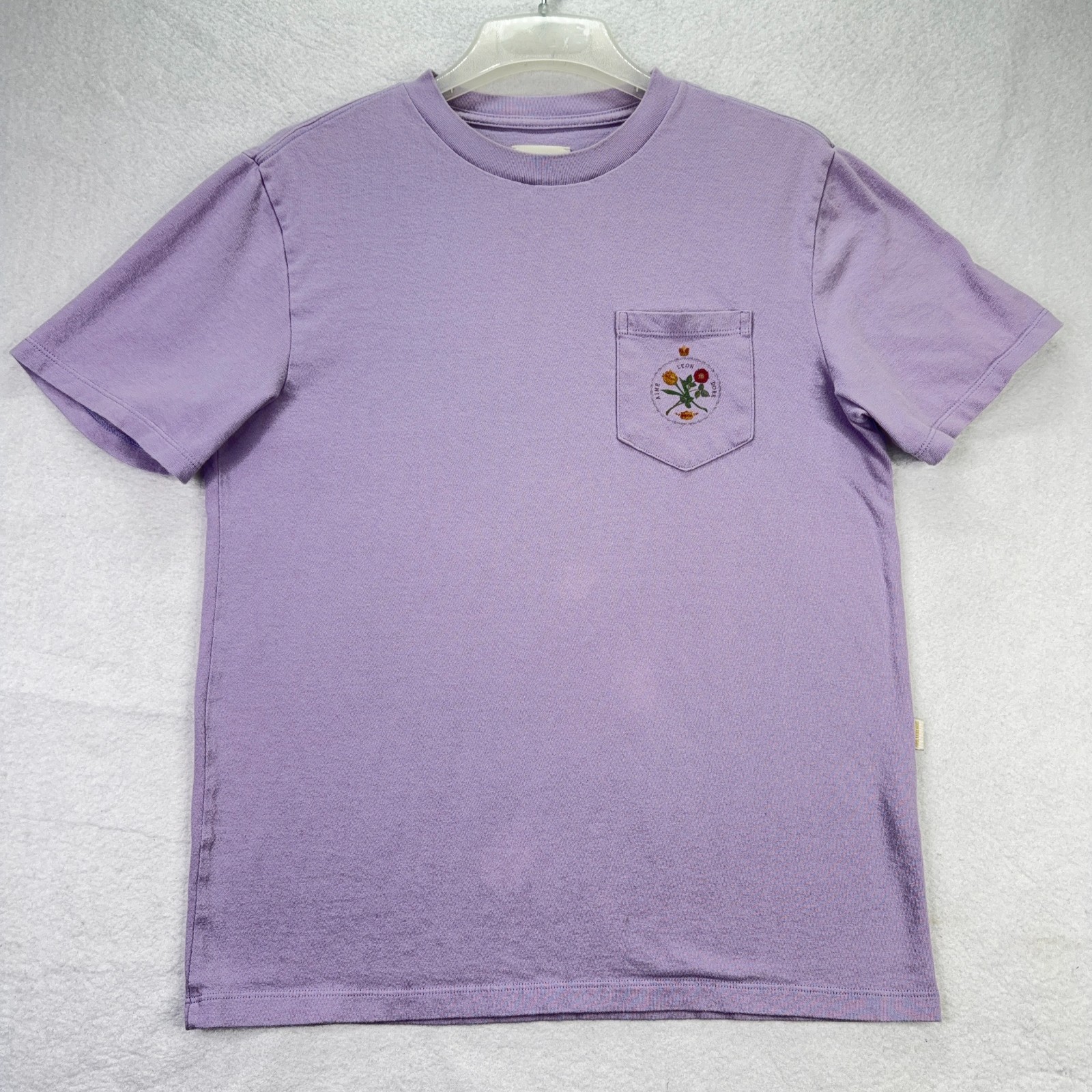 Aime Leon Dore Mens S Purple Floral Crest Pocket T-Shirt Graphic Tee Cotton Luxe gallery