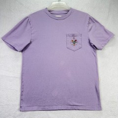 Aime Leon Dore Mens S Purple Floral Crest Pocket T-Shirt Graphic Tee Cotton Luxe