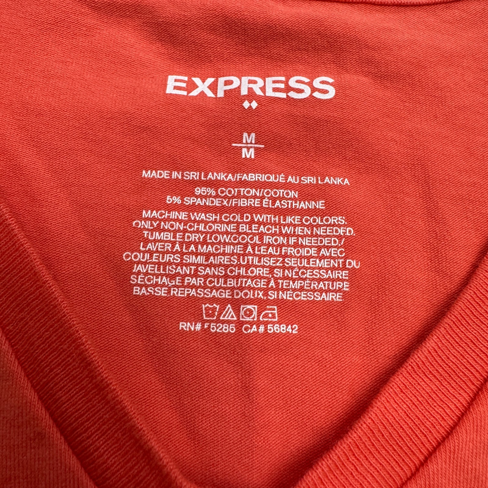 Express Basic V-Neck T-Shirt Mens Medium Coral Orange Short Sleeve Cotton Tee gallery