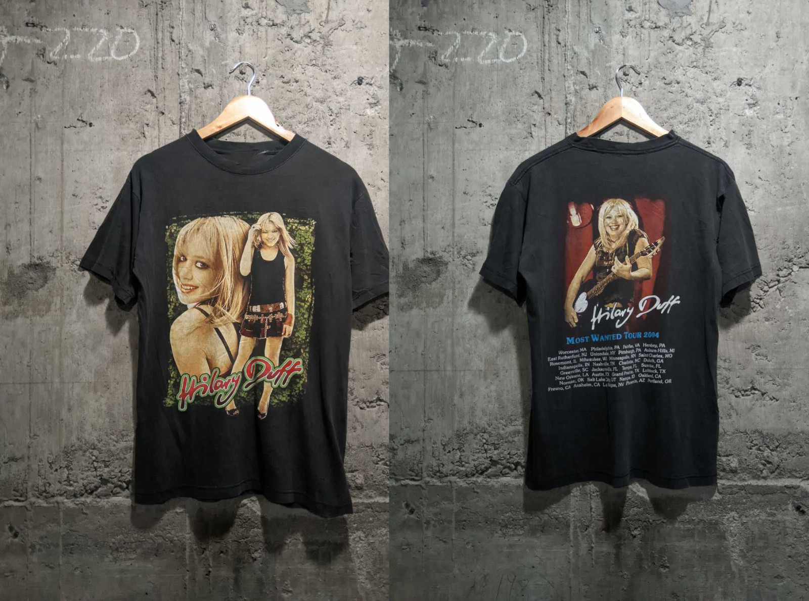 2 Sides 2005 Hilary Duff most wanted Tour Black S-5XL T shirt Reprint TH01 gallery