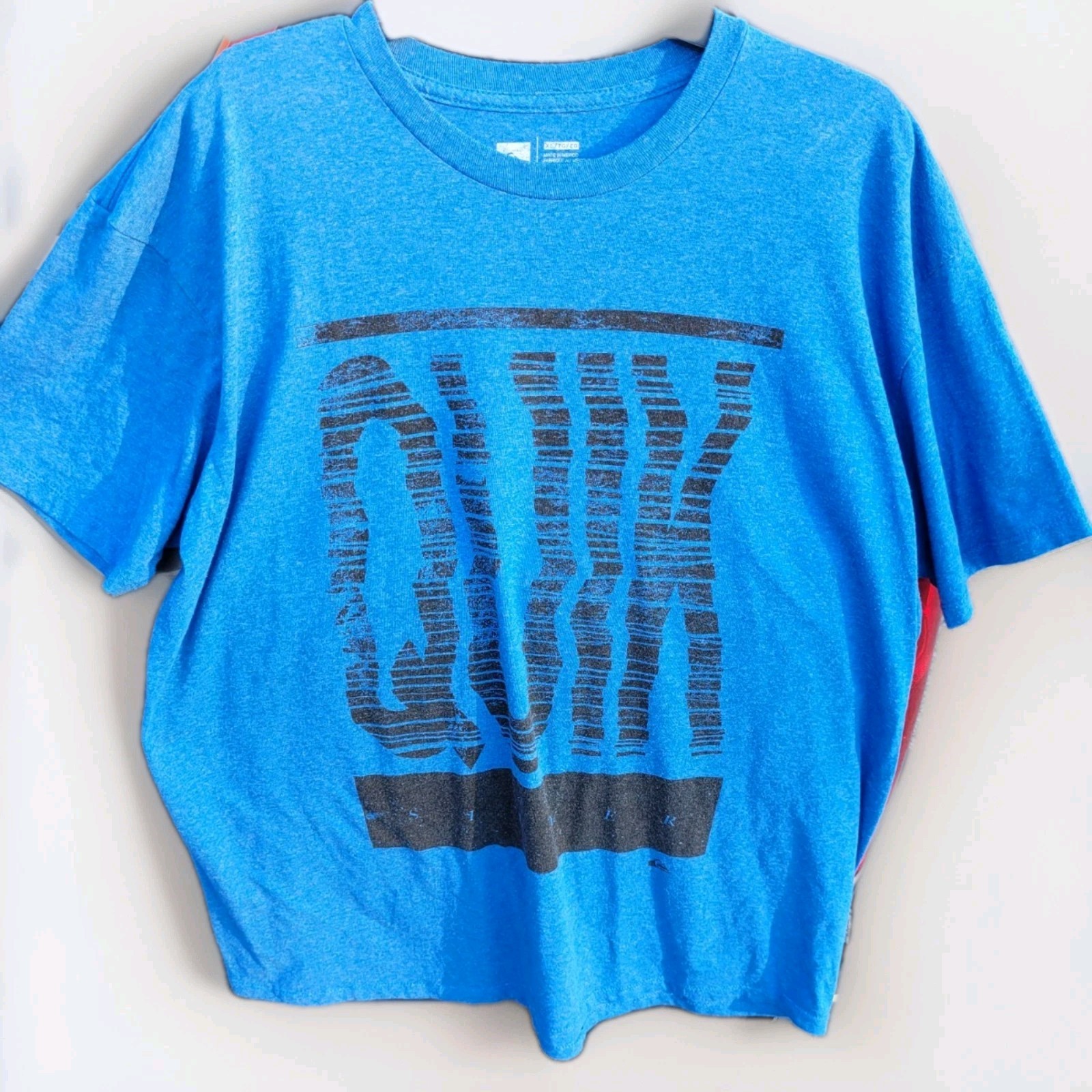 Quicksilver Screen Print Sz.XL T-Shirt,50% Cotton,50% Poly,Ocean Blue