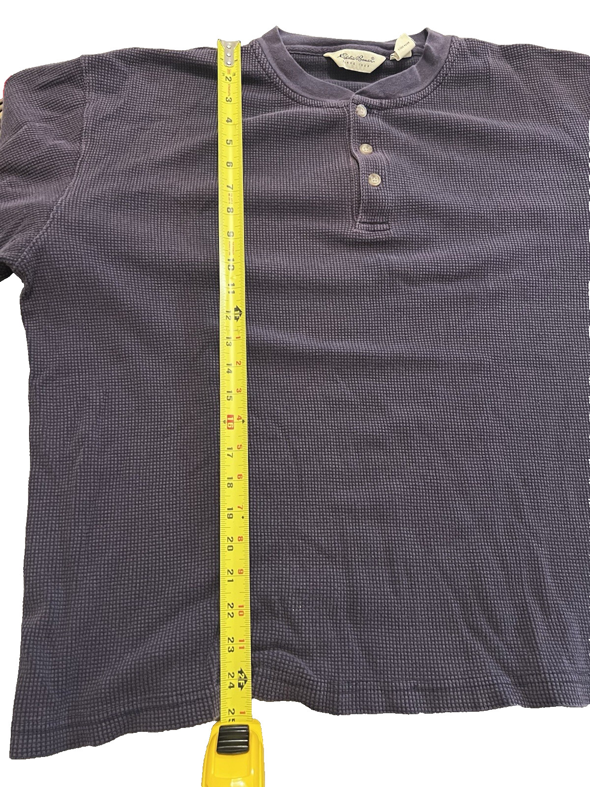 Eddie Bauer Men’s Vintage Waffle Knit Henley Long Sleeve Shirt Navy XL Heavy Wt gallery