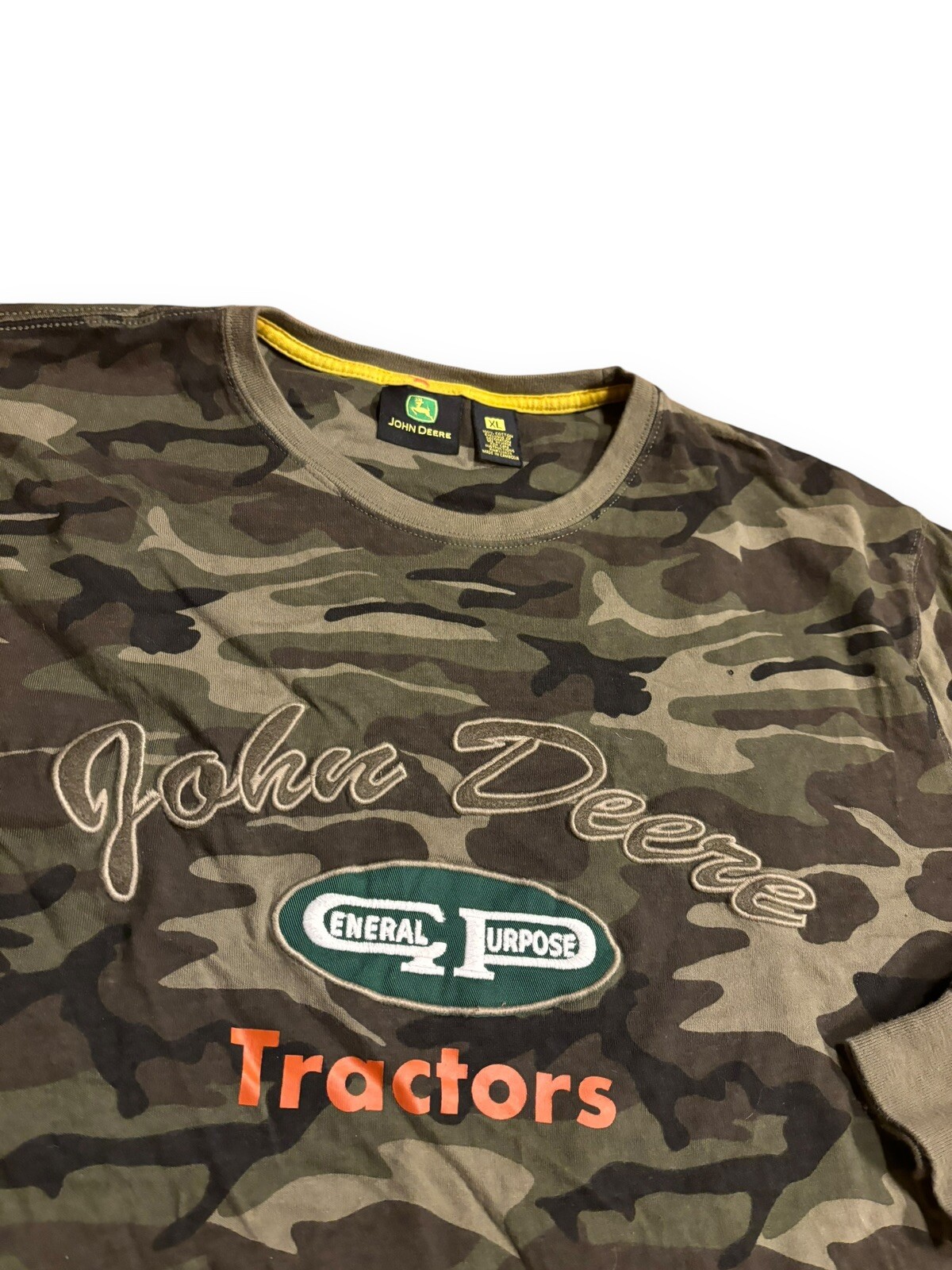 John Deere Camo Long Sleeve Shirt General Purpose Tractors Hunting VTG Mens XL gallery