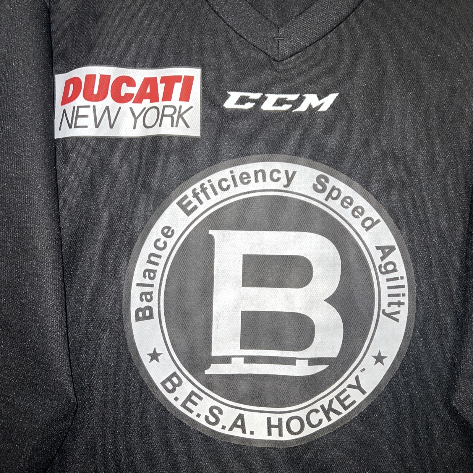 CCM x Ducati New York Shirt Men's Size S Black Hockey Jersey B.E.S.A Center Logo gallery