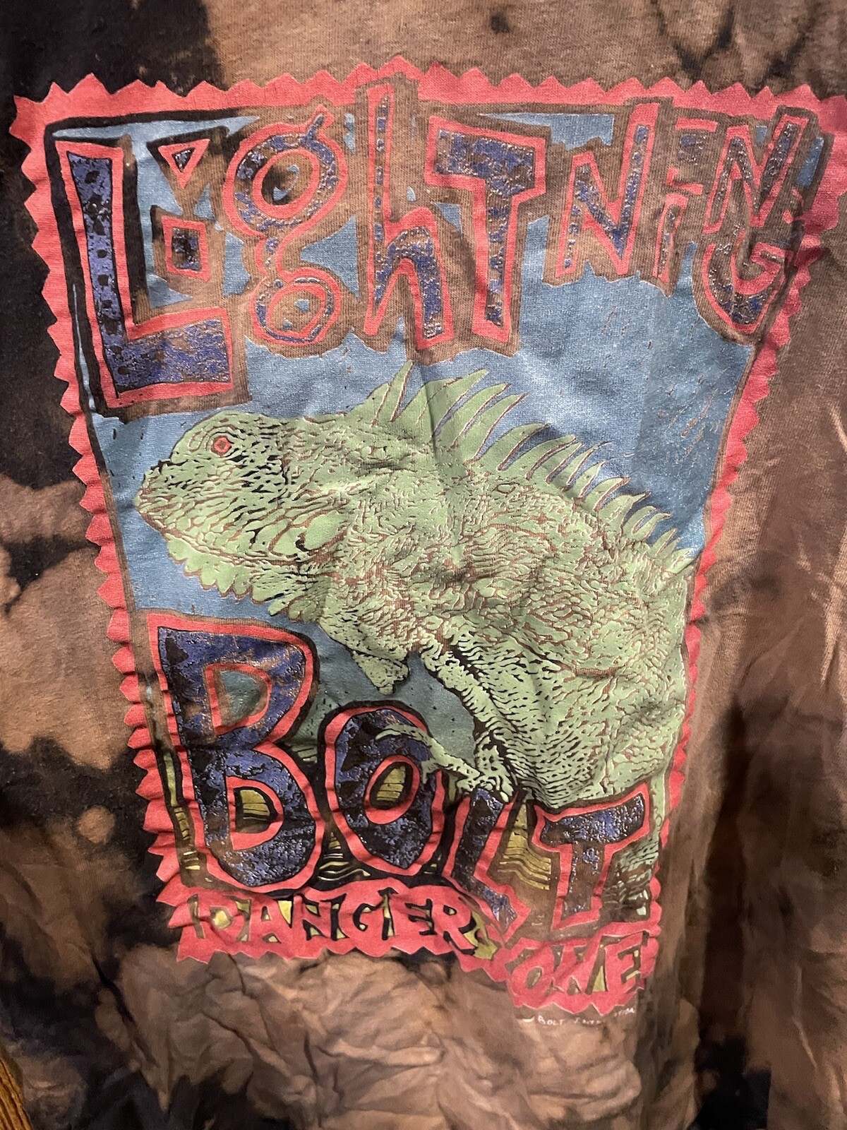 Lightning Bolt T-shirt Mens Large Danger Zone Iguana Neon Graphics Vtg Made USA gallery