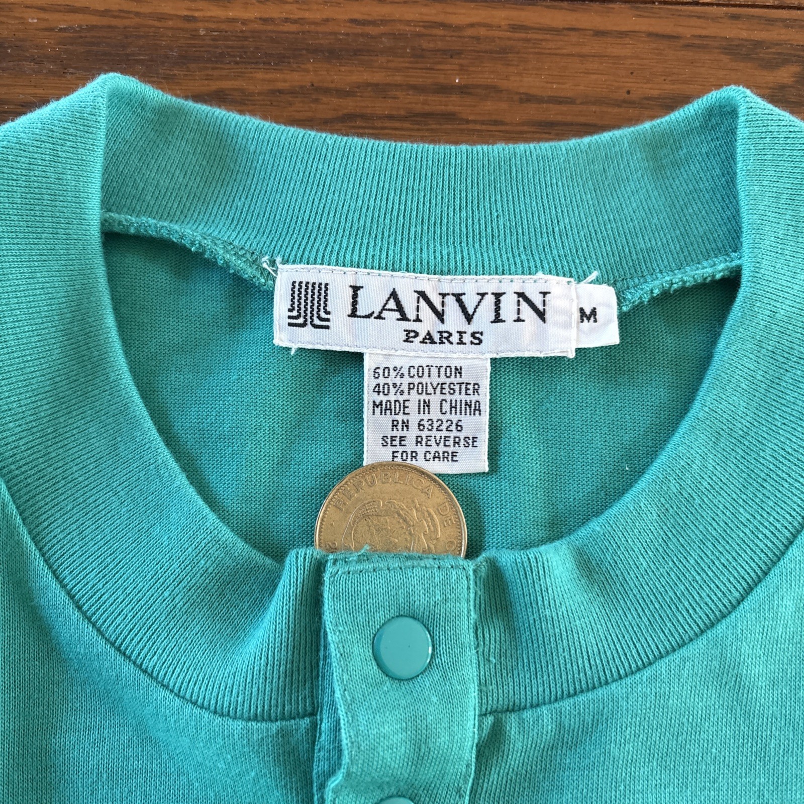 Vintage Lanvin Paris Henley Shirt RARE Kangaroo Pouch Pocket Medium gallery
