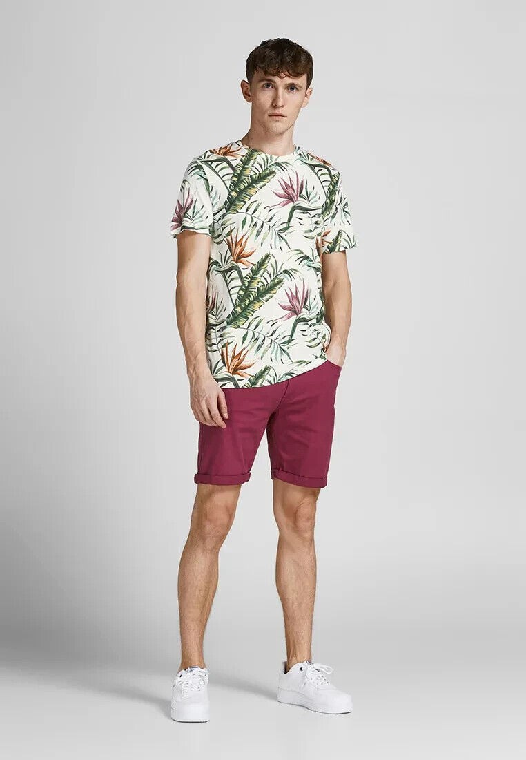 Jack & Jones Men's Coastal Tropical-Print T-Shirt in Cloud Dancer-2XL gallery