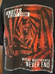 Knott’s Scary Farm Where Nightmares Never End Graphic Tshirt Adult XL Black