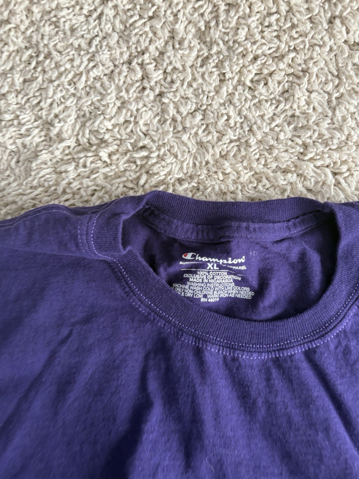 Champion shirt adult extra large 1XL purple short sleeve crewneck casual mens a2 gallery