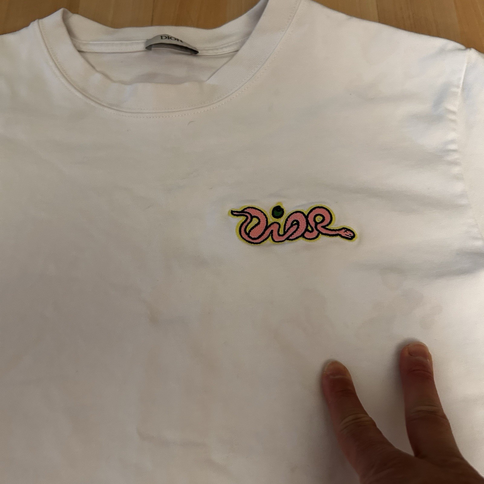 Dior Kaws Snake Embroidered T Shirt Relaxed Cotton Heavy White Size L gallery