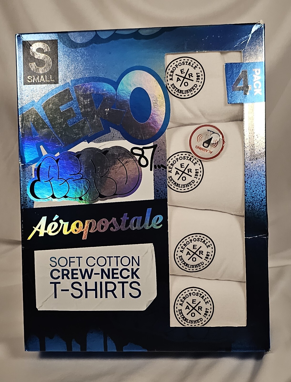 Aeropostale 4 Pack Crew Neck T-Shirts S White Soft 100% Cotton FREE SHIPPING!