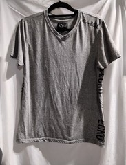 Marc ECKO CUT & SEW Mens Gray Side Print Logo V Neck Size Medium Y2K