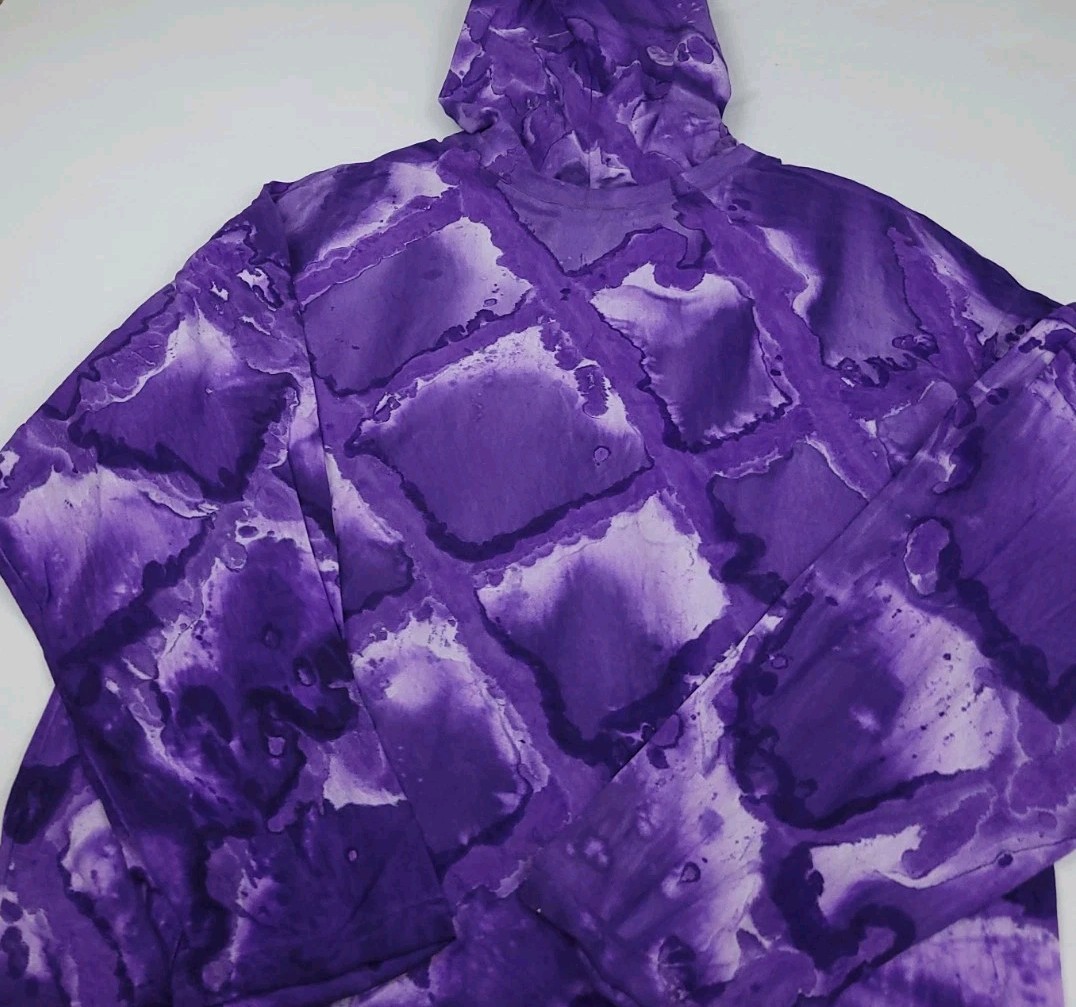 Vintage 90s Palm Beach Florida Purple Tie Dye Hoodie T Shirt USA Made Too Cool gallery