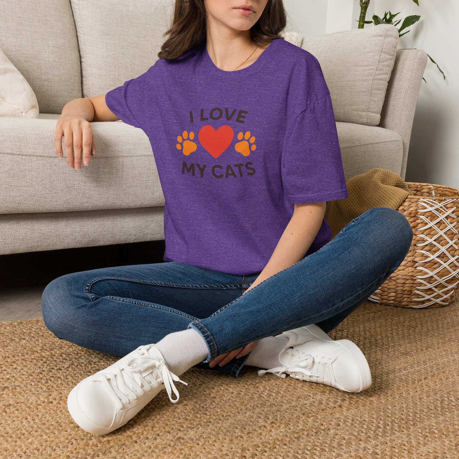 I Love My Cats T-Shirt | Heart and Paw Print Cat Tee gallery