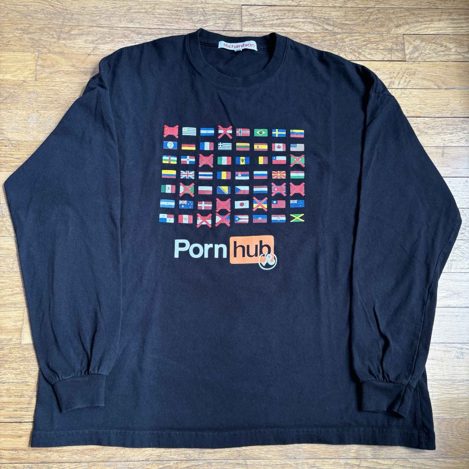 RICHARDSON X Pornhub Shirt Mens Large Black Banned In Pullover Capsule Release