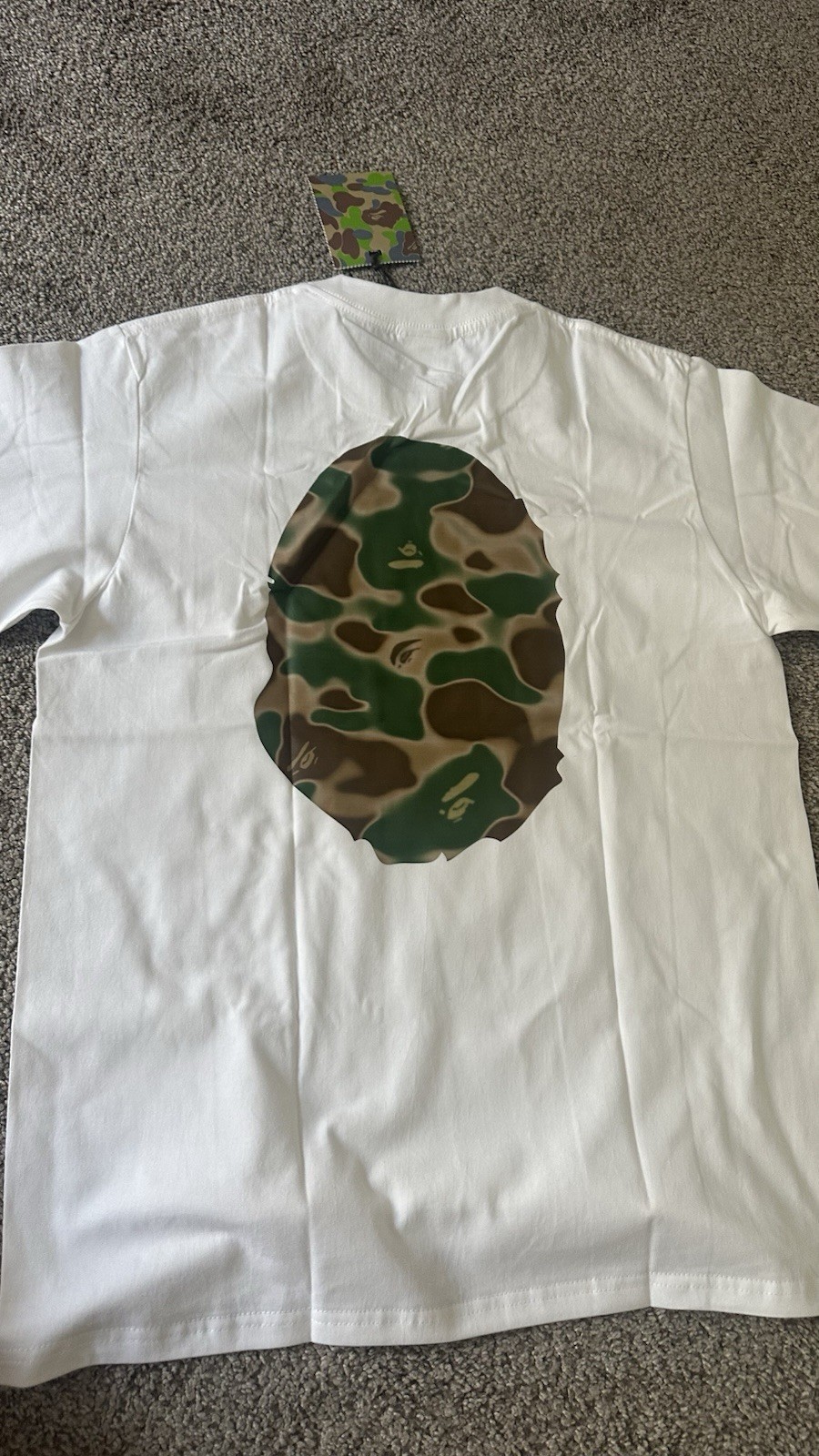 A Bathing Ape BAPE Mens Size M White Camo Ape Head Logo Graphic Tee Crew Neck gallery