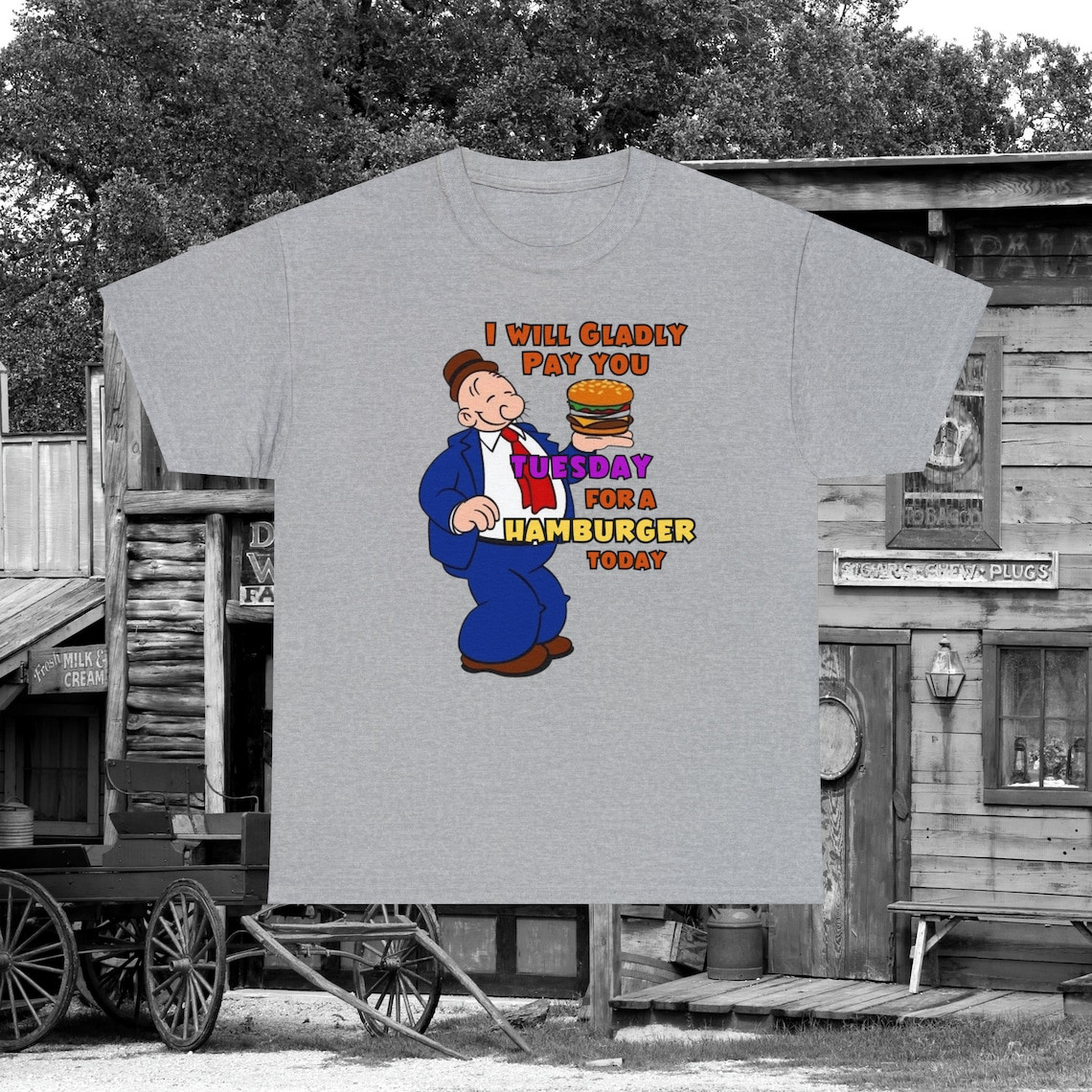 Wimpy Hamburger Quote T-Shirt Popeye Cartoon Graphic Tee Gildan 5000 Unisex gallery