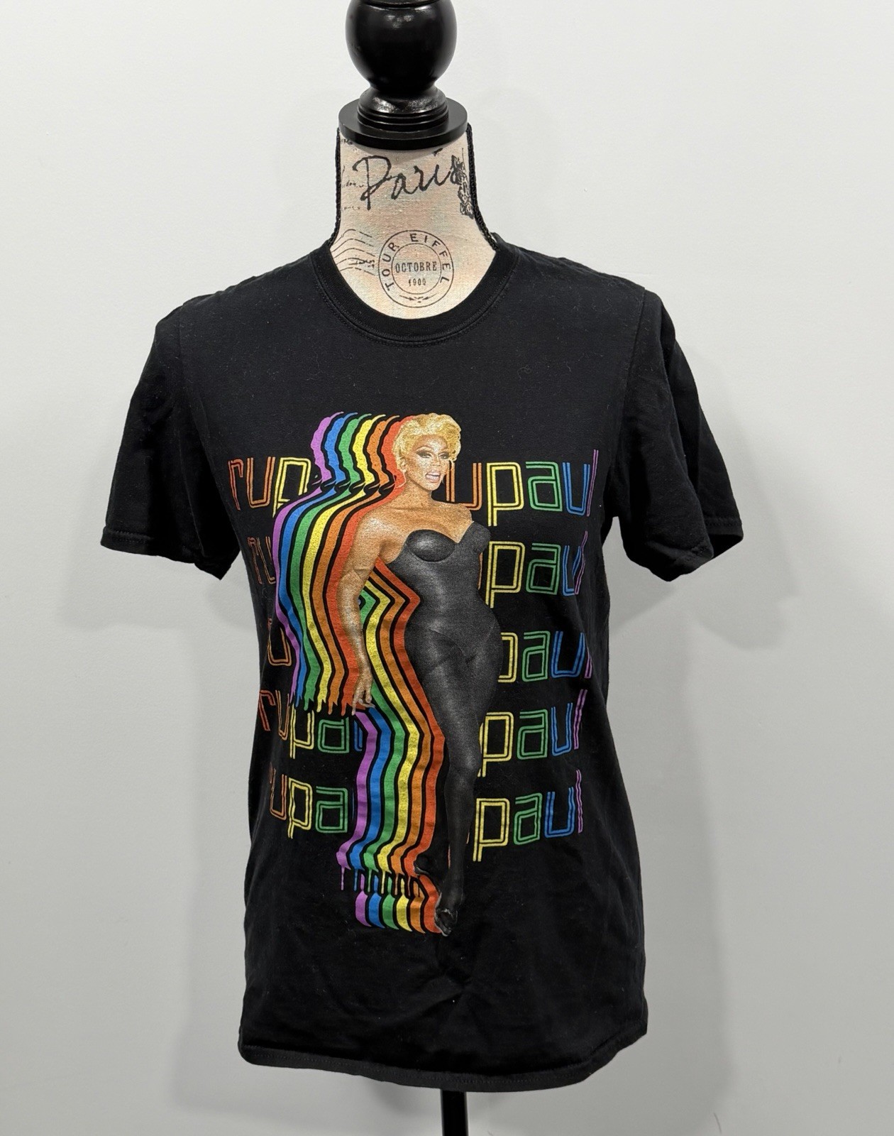 RuPaul Shirt Mens Small S Black Short Sleeve Crew Neck Graphic Tee Rainbow Pride gallery