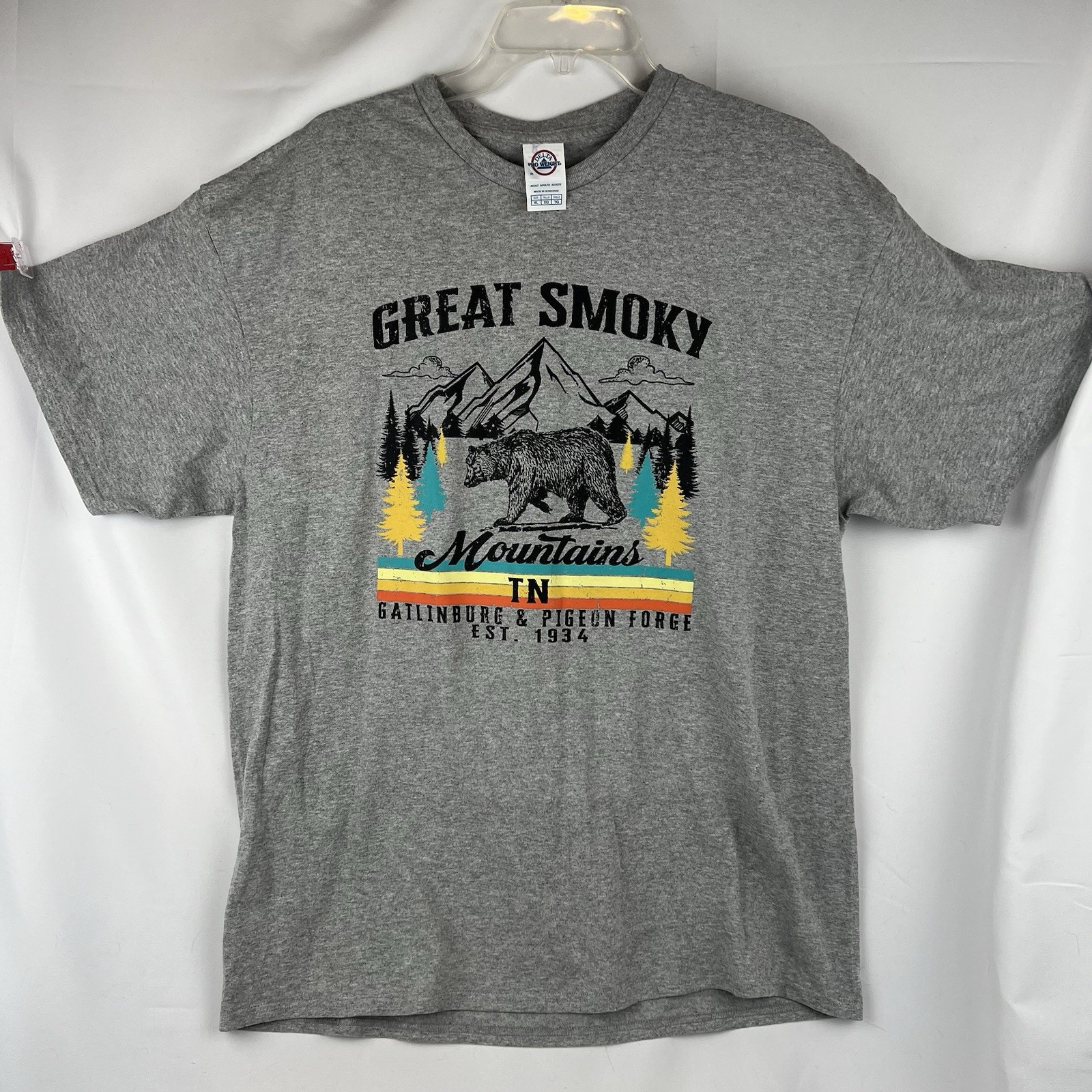 Great Smoky Mountains National Park Gray Tee Multi Neon Color Bear Graphic gallery