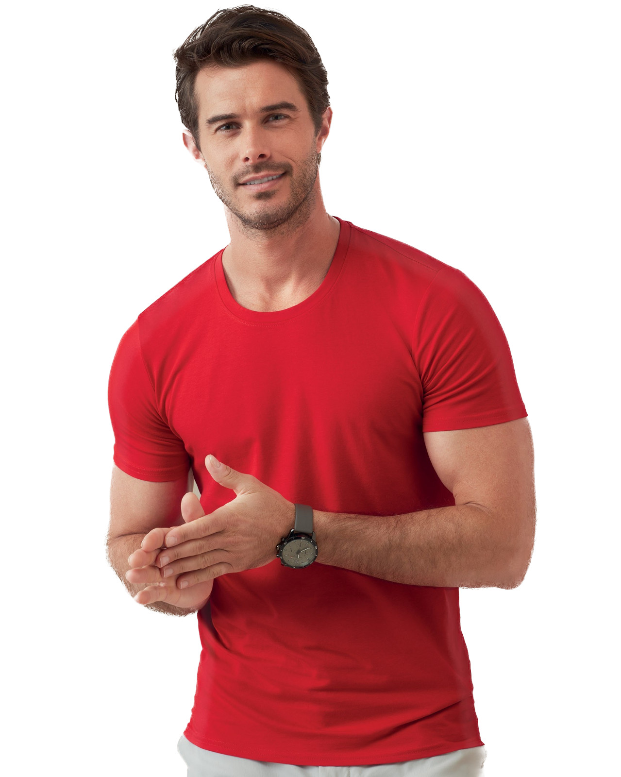Mens Plain Slim Fitted Body Fit Cotton + Elastane Fashion Tee T-Shirt Tshirt gallery