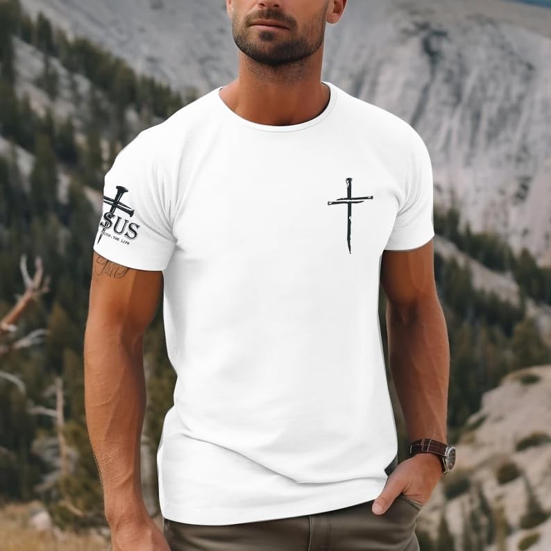 Christian Shirts for Men Oversized Jesus Shirt Faith Cross Graphic Tees God gallery