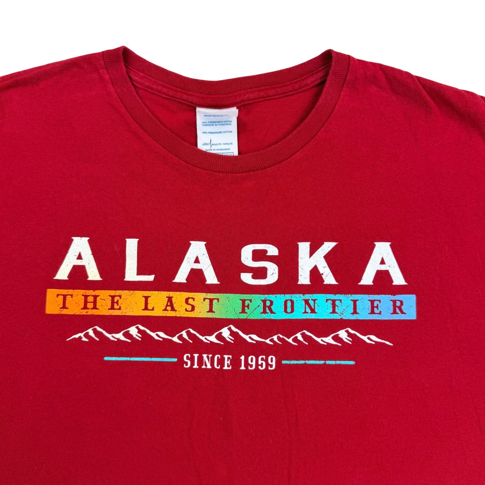 Vintage Alaska Shirt Men Large Red Cotton Delta Pro Weight The Last Frontier gallery