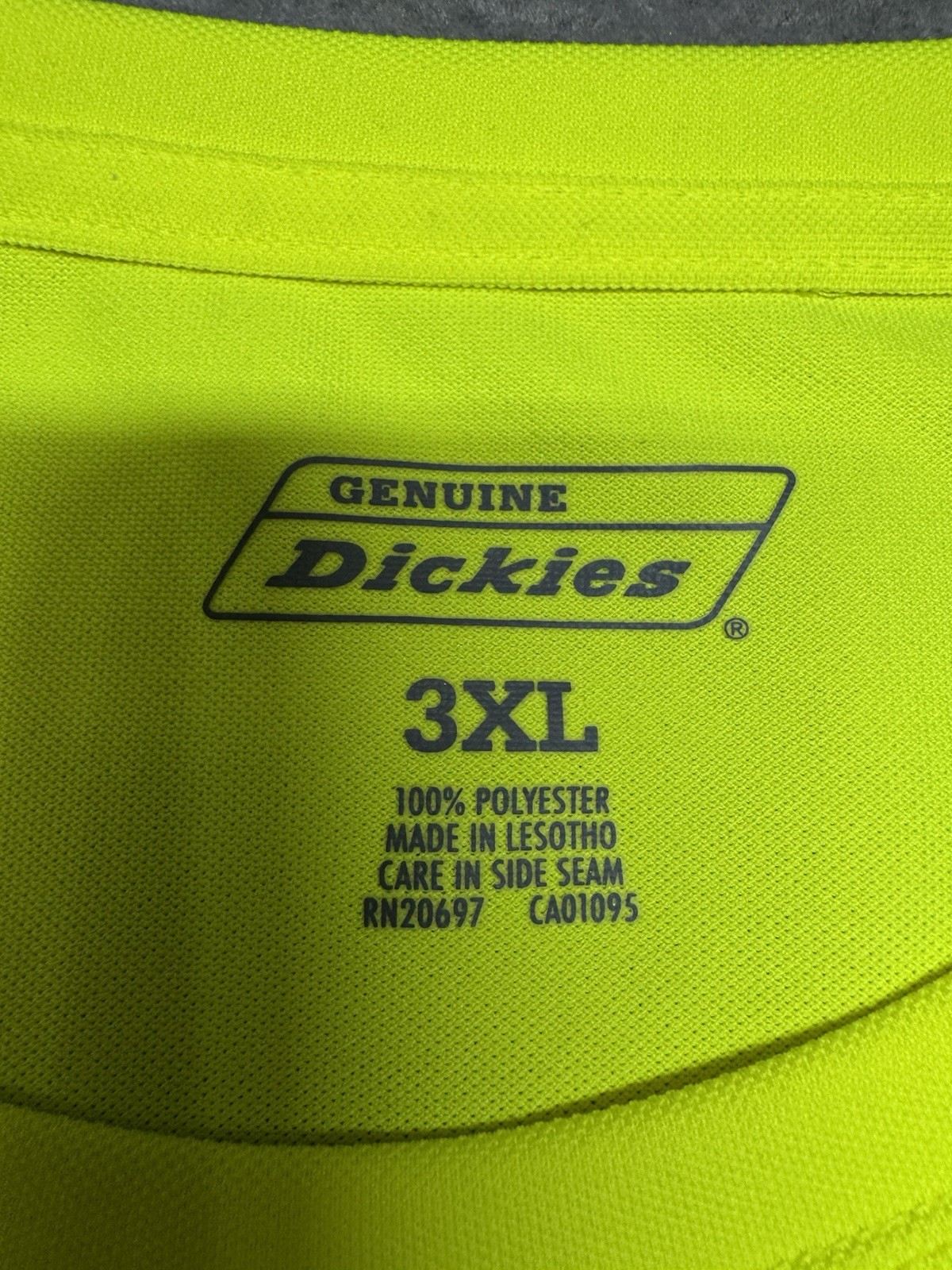 Genuine Dickies 3XL Men's High Visibility Yellow Long Seeve Workwear T-Shirt gallery