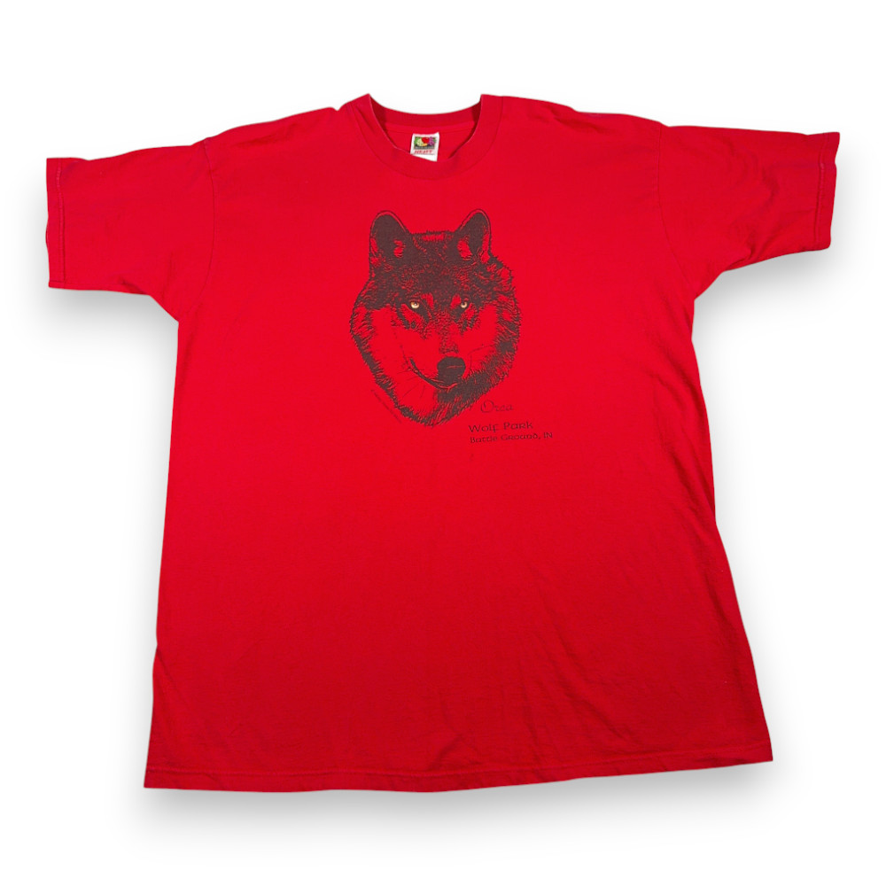 Vintage Wolf Park Shirt Adult EXTRA LARGE Red Battle Ground Indiana Animal 90s gallery