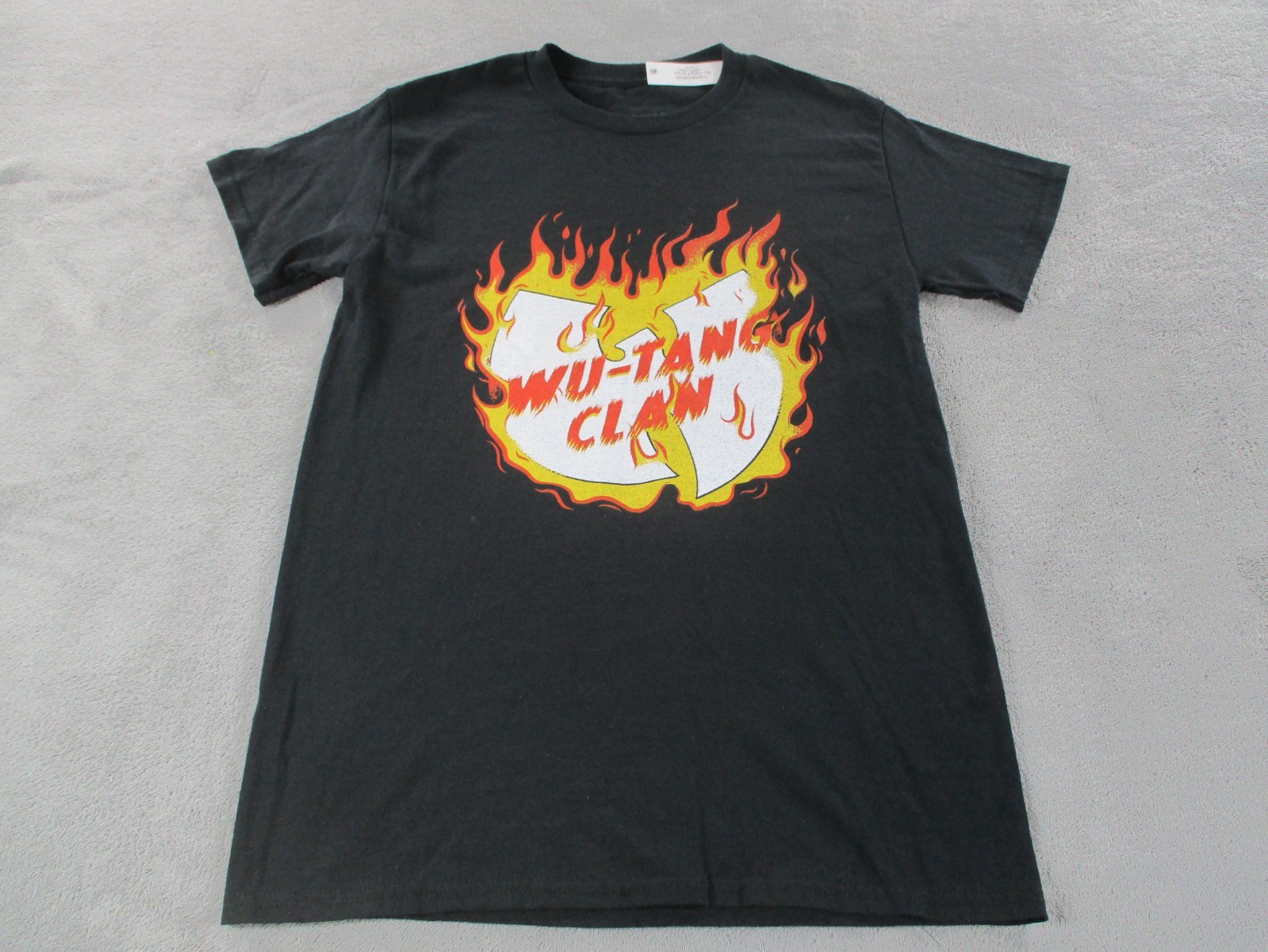 WU TANG CLAN T-SHIRT Black Yellow Fire Flames Rap Hip Hop Retro 90s Small S NWT gallery