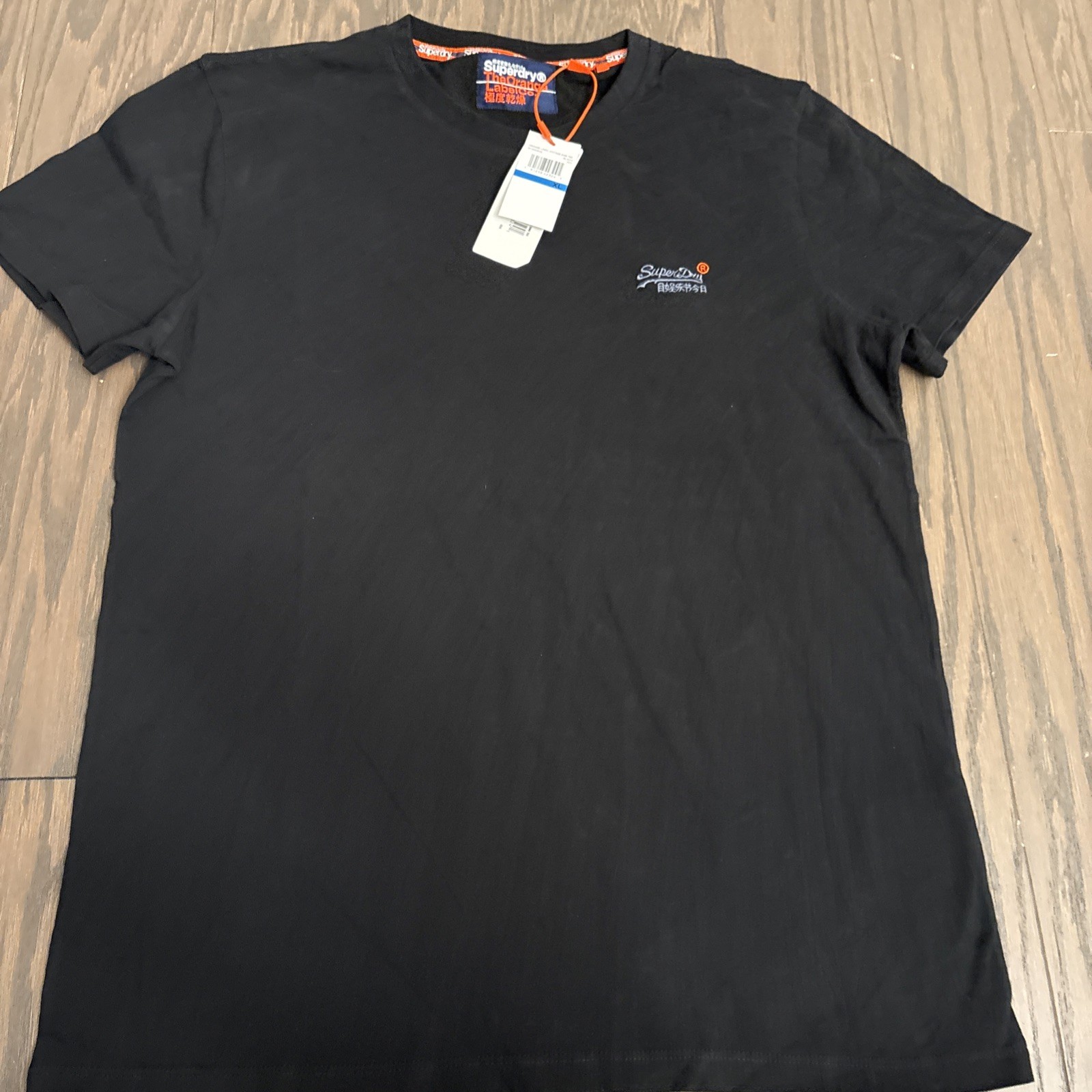 NWT Superdry Orange Label Vintage Emb Tee Black Cotton T-Shirt Crew Neck Size XL gallery