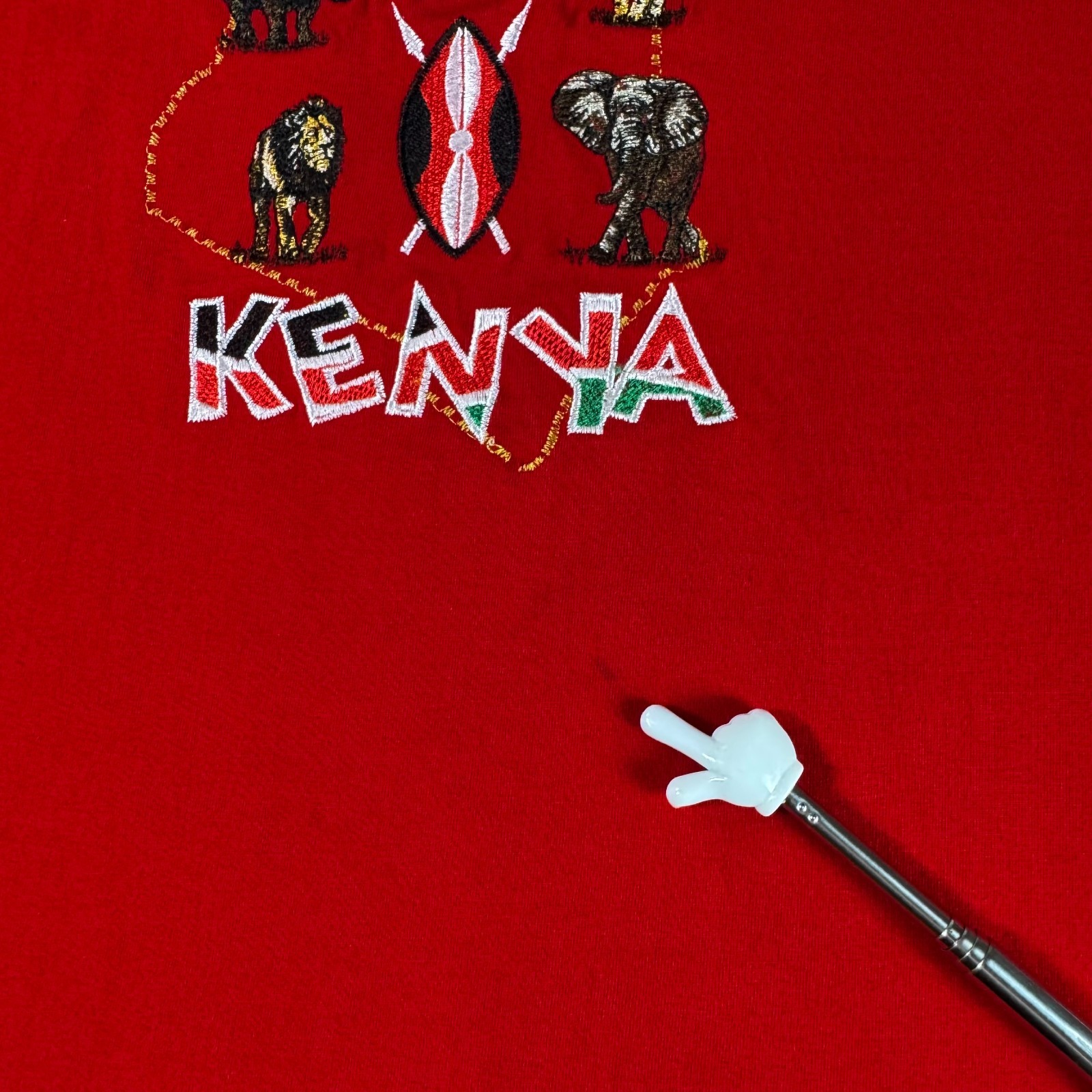 Airborne Kenya Africa 3XL Red Embroidered Elephant Lion Rhino Animal T-Shirt gallery
